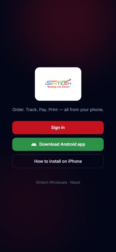 The Sintech app on a phone