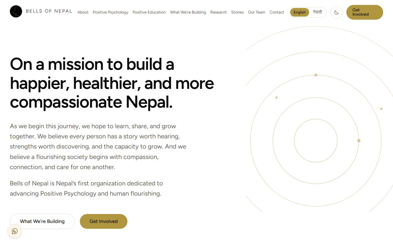 The Bells of Nepal website as it appears live