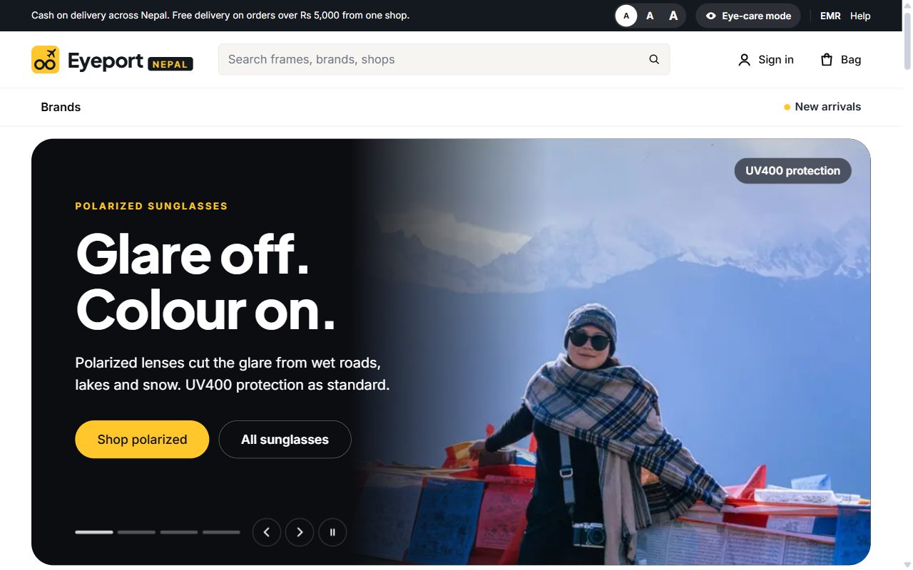 The Eyeport Nepal website as it appears live