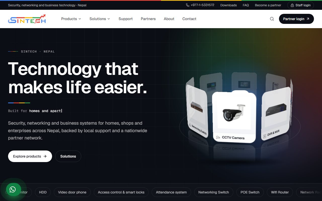 The Sintech Nepal website as it appears live